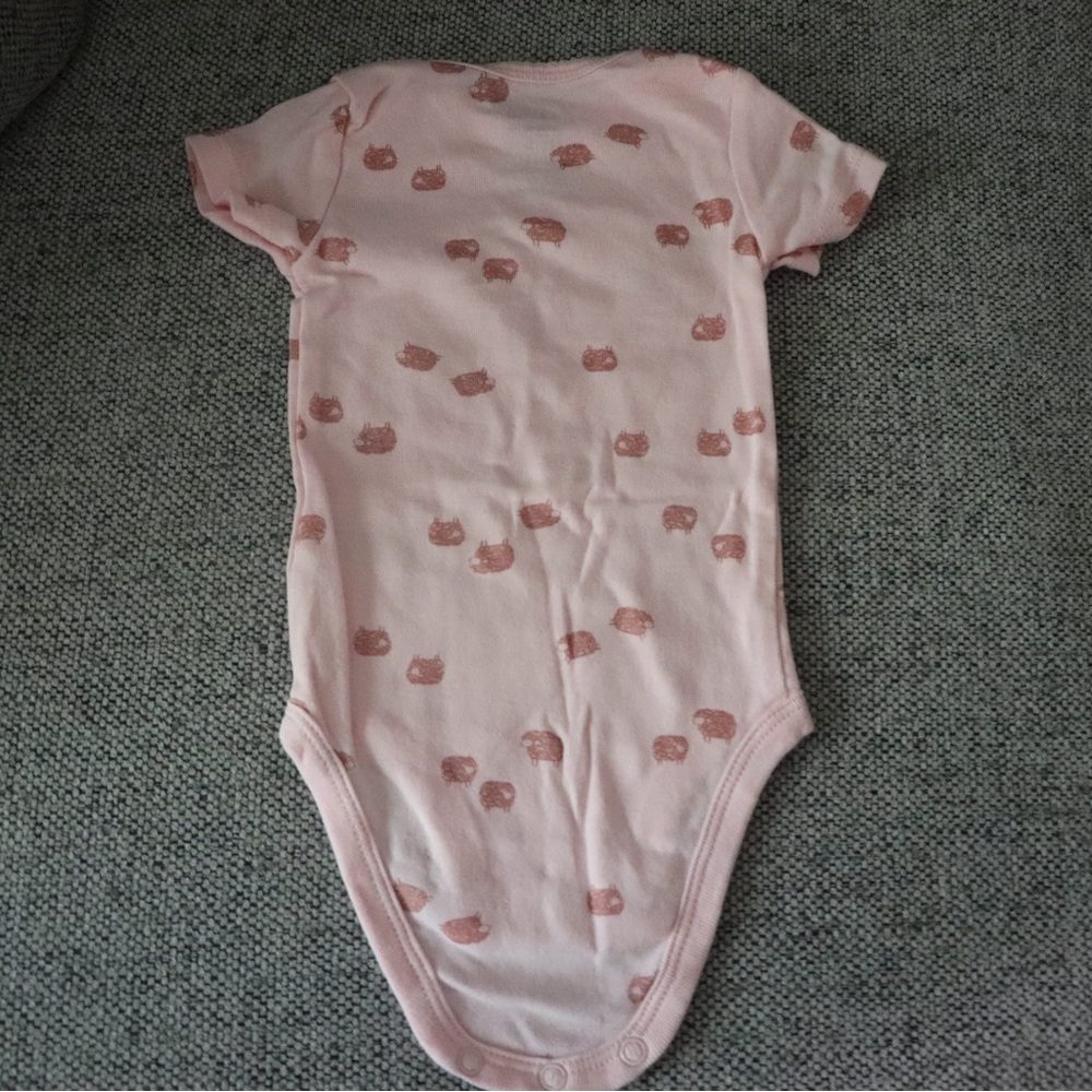 0-3M Baby Girl Pink Onesie Sheep Print